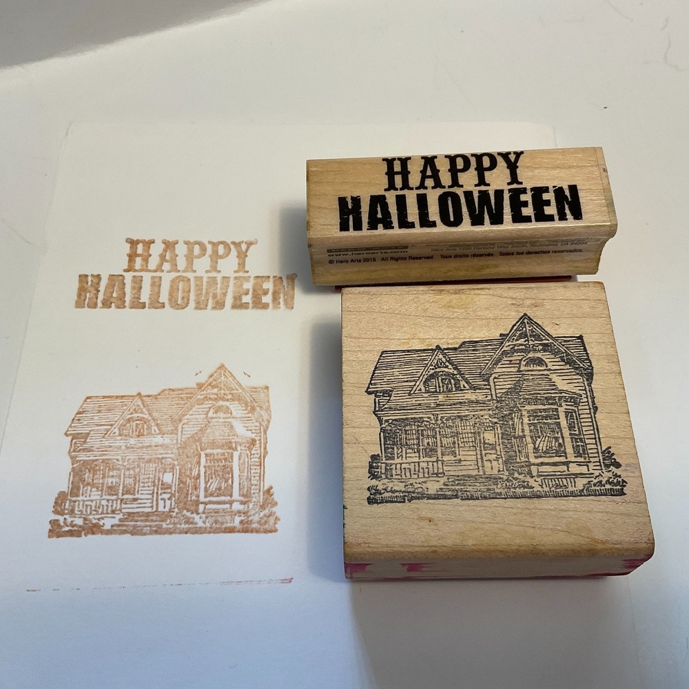 Halloween Rubber Stamps House and Happy Halloween
